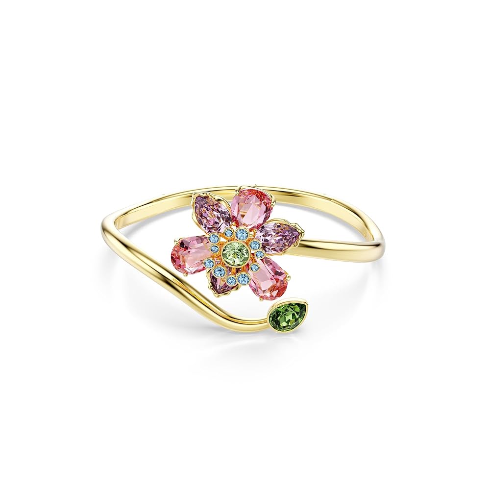 スワロフスキー 豪華なフラワーリング ldyllia Florere 52 Idyllia cocktail ring, Pavé, Flower, Pink, Gold-tone plated